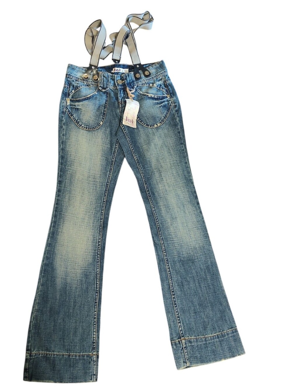 "RARE NWT Y2K L.E.I. Size 1 Suspender Flare Jeans Low Rise Deadstock 2000 Ashley